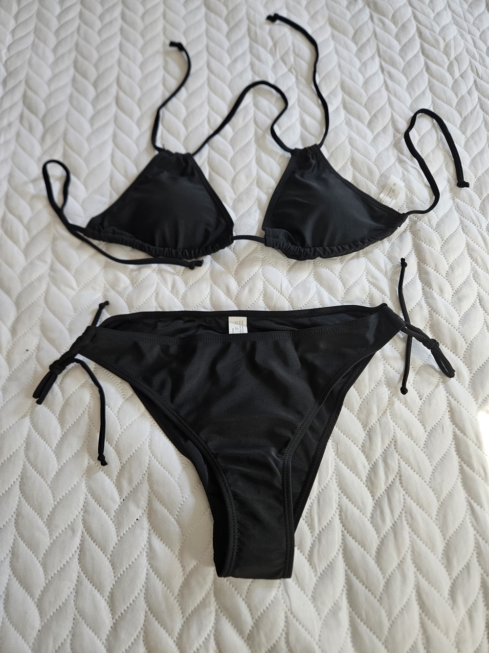 Classic Black Triangle Tie-Side Bikini Set - Women Swim